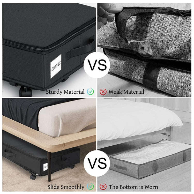 Foldable Under Bed Clothes Shoes Storage Bins with Wheels & Handles 78x38x16cm, Spec: Transparent...