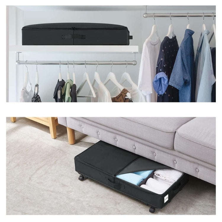 Foldable Under Bed Clothes Shoes Storage Bins with Wheels & Handles 78x38x16cm, Spec: Transparent...