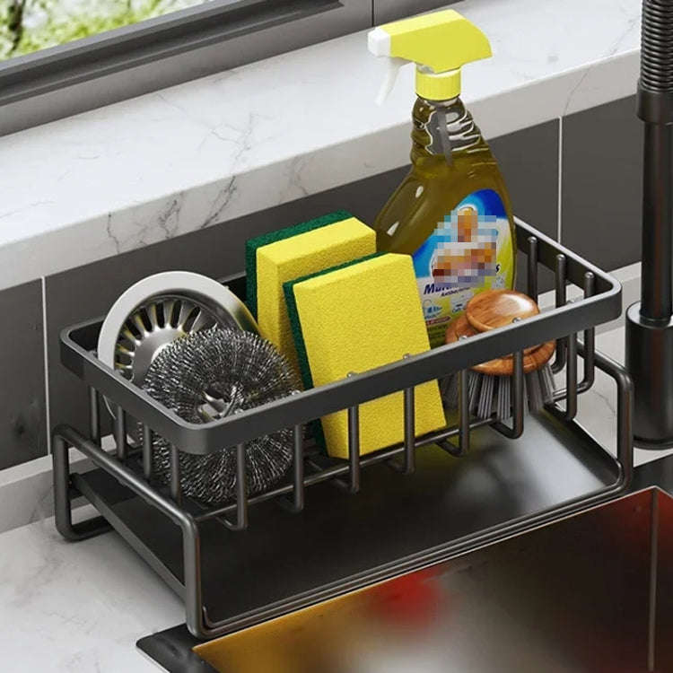 Kitchen Sink Multifunctional Drain Rack Sponge Rag Storage Shelf Black
