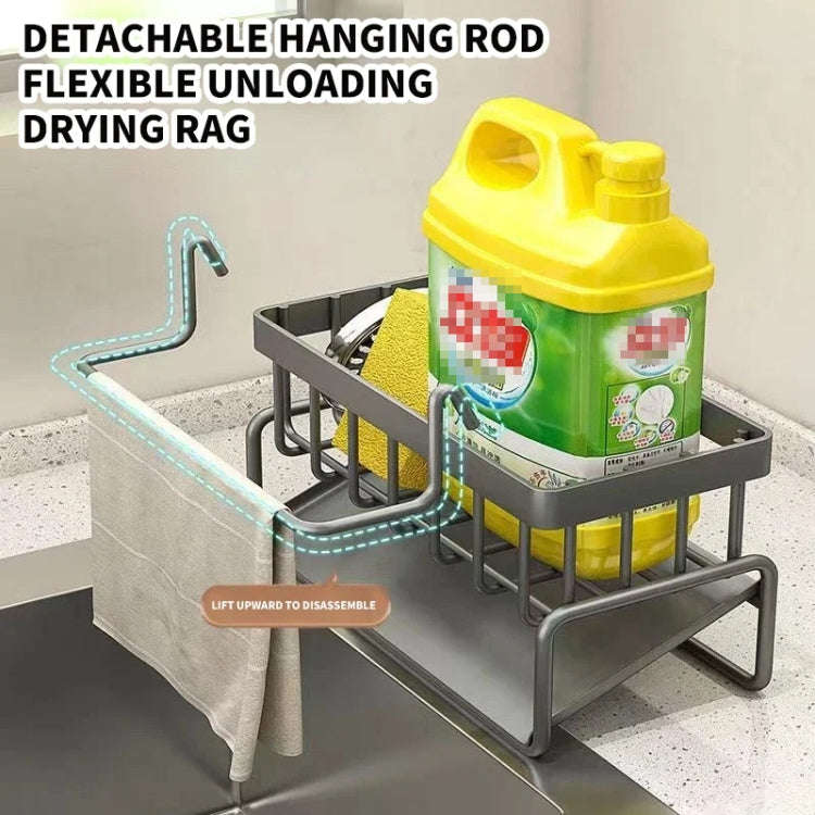 Kitchen Sink Multifunctional Drain Rack Sponge Rag Storage Shelf Black