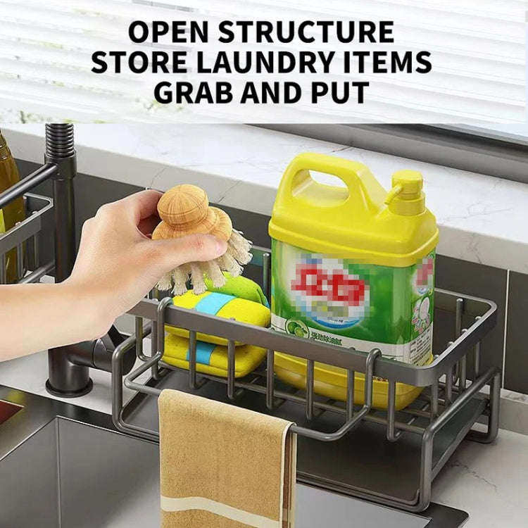 Kitchen Sink Multifunctional Drain Rack Sponge Rag Storage Shelf Black