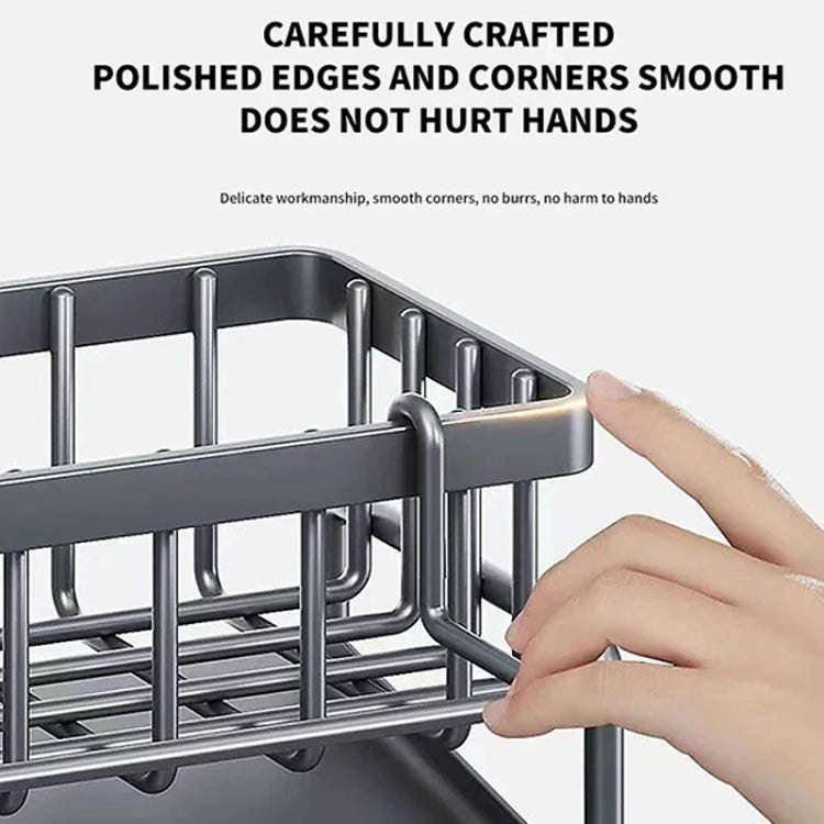 Kitchen Sink Multifunctional Drain Rack Sponge Rag Storage Shelf Black
