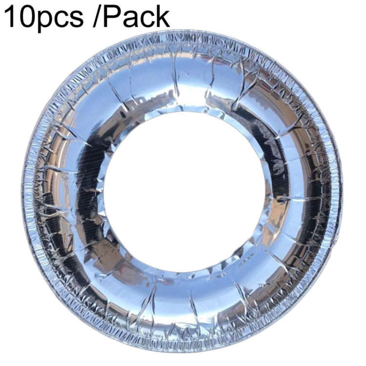 10pcs /Pack Gas Stove Oil-Proof Pad Cooktop Tinfoil Circle Kitchen Aluminum Foil Cleaning Mat, Mo...