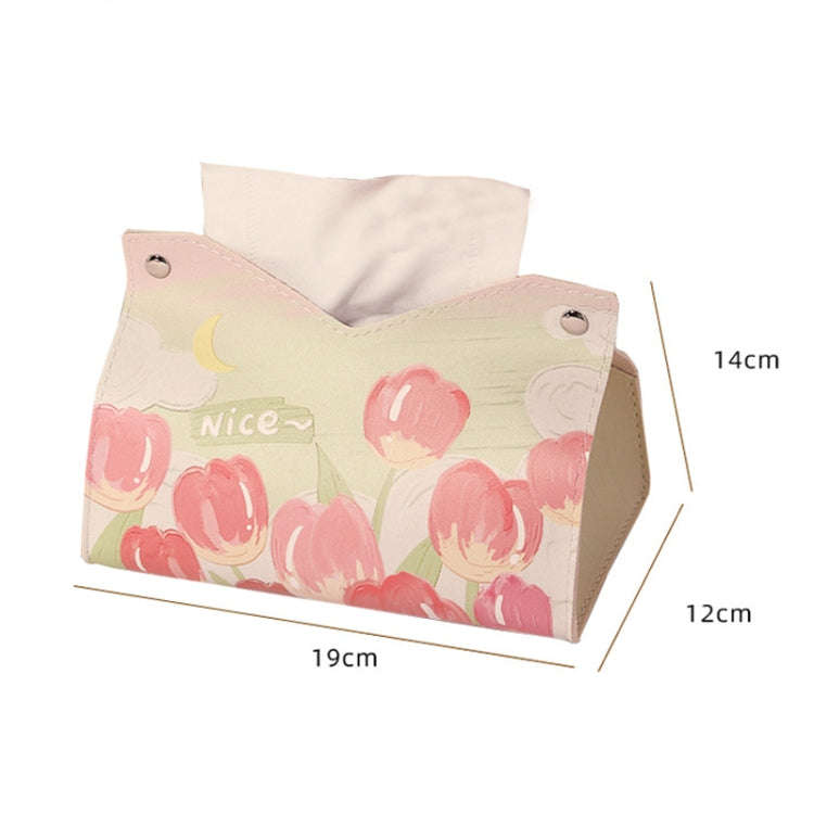 Oil Printed Leather Tissue Box Living Room Decorative Tissue Storage Bag, Color: Yellow Sunflower