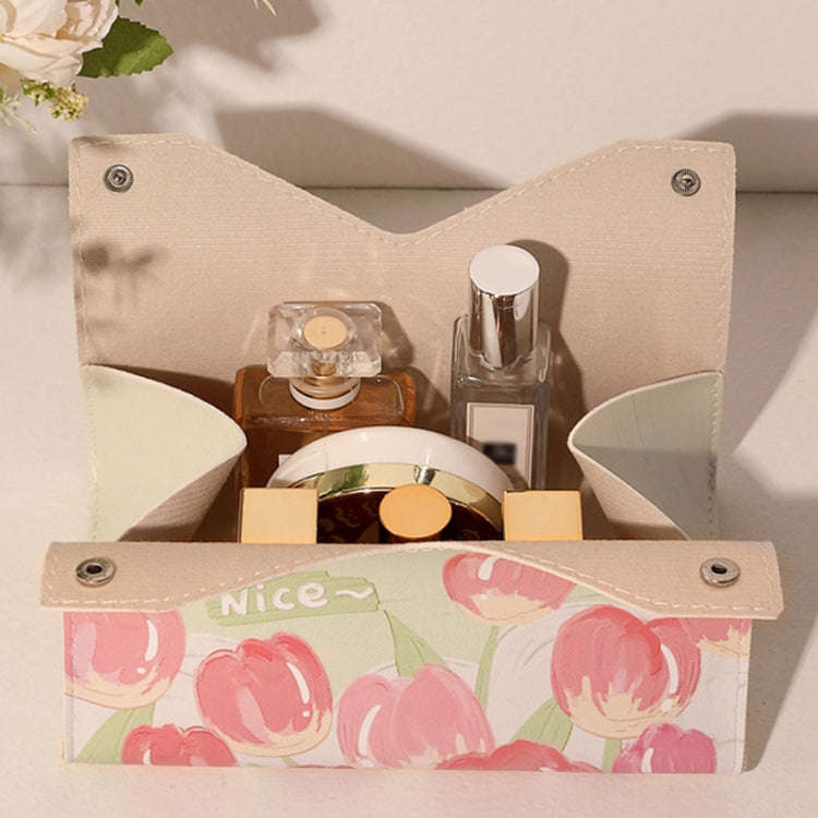 Oil Printed Leather Tissue Box Living Room Decorative Tissue Storage Bag, Color: Yellow Sunflower