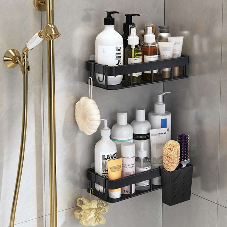 Wall-mounted Kitchen and Bathroom Storage Rack with 4 Hooks, Spec: Shelf + Cup