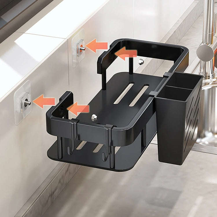 Wall-mounted Kitchen and Bathroom Storage Rack with 4 Hooks, Spec: Only Shelf