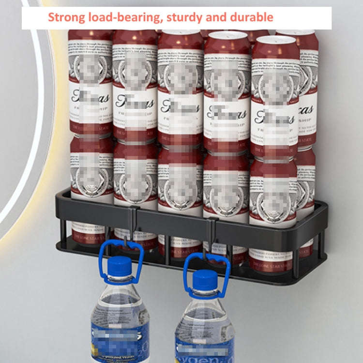 Wall-mounted Kitchen and Bathroom Storage Rack with 4 Hooks, Spec: Shelf + Pole