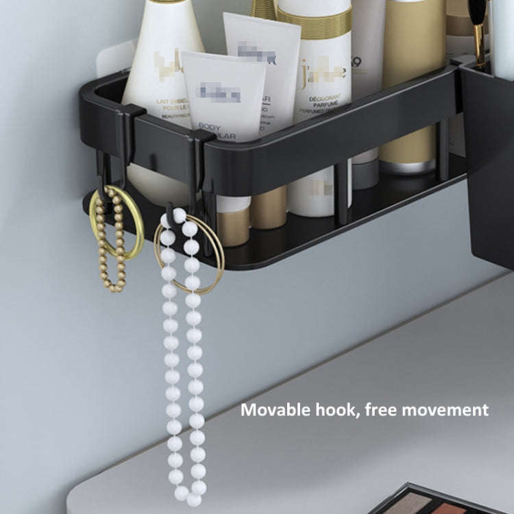 Wall-mounted Kitchen and Bathroom Storage Rack with 4 Hooks, Spec: Shelf + Cup