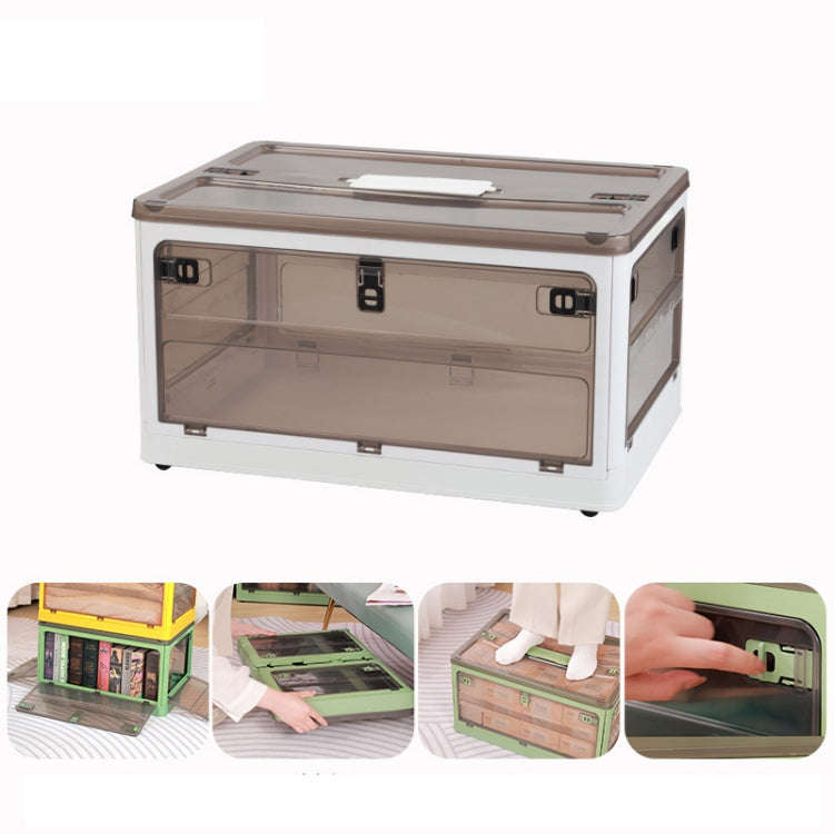 Folding Plastic Storage Box Stackable Storage Organizer with Wheels  37 x 26.5 x 22 cm, Color: White
