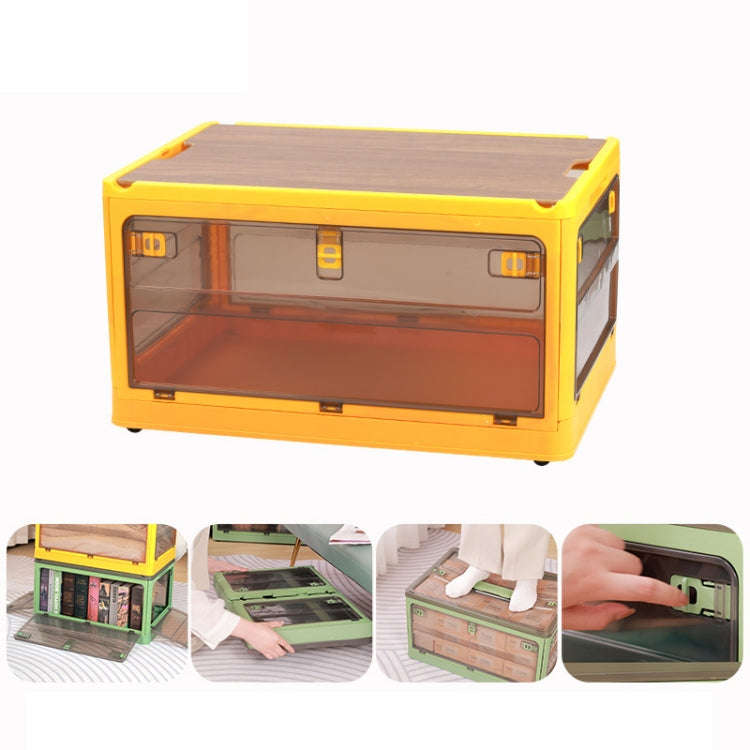 Folding Plastic Storage Box Stackable Storage Organizer with Wheels  37 x 26.5 x 22 cm, Color: Ye...