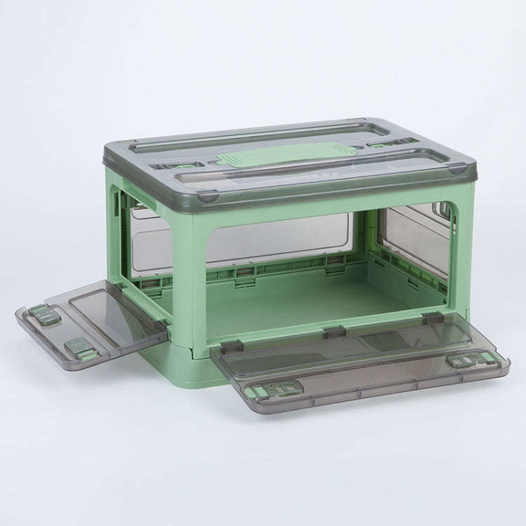 Folding Plastic Storage Box Stackable Storage Organizer with Wheels  37 x 26.5 x 22 cm, Color: Wh...