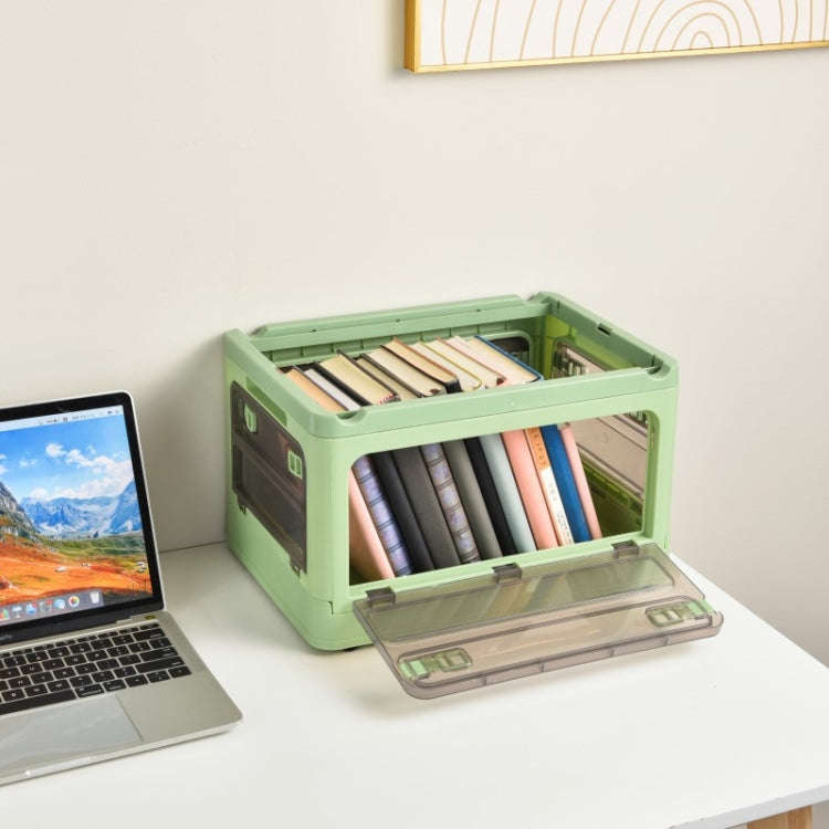 Folding Plastic Storage Box Stackable Storage Organizer with Wheels  37 x 26.5 x 22 cm, Color: Ye...