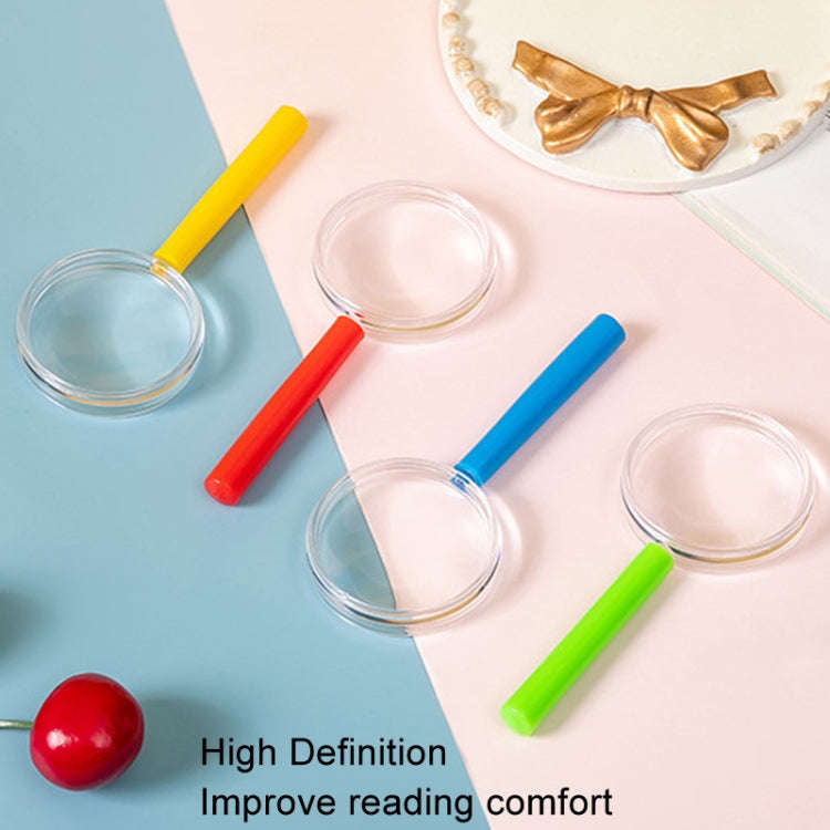 4pcs 40mm 3X Plastic Acrylic Lens Children Teaching Magnifier Color Handle Magnifying Glass, Colo...