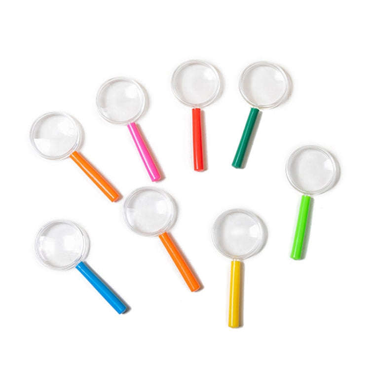4pcs 40mm 3X Plastic Acrylic Lens Children Teaching Magnifier Color Handle Magnifying Glass, Colo...