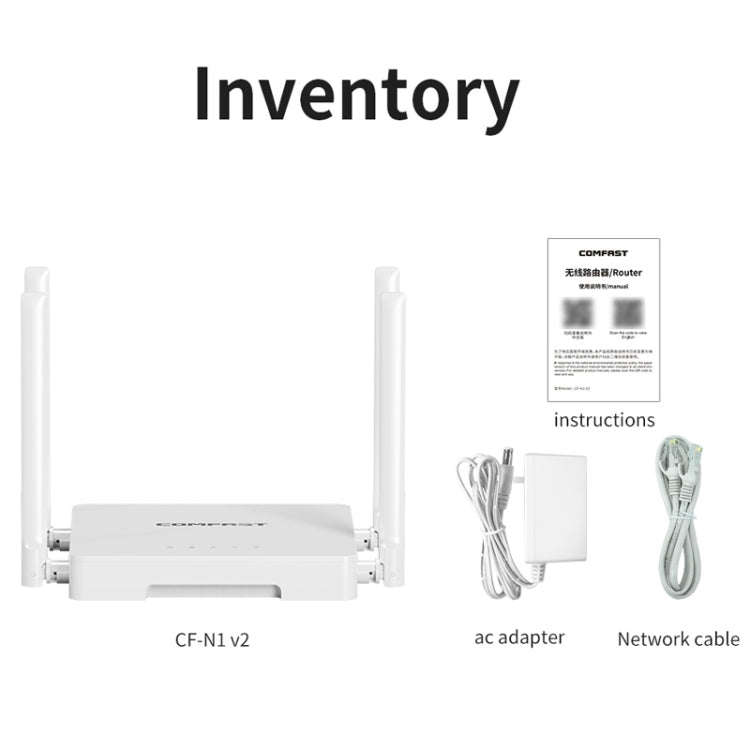COMFAST CF-N1 V2  300Mbps WIFI4 Wireless Router With 1 Wan + 4 Lan RJ45 Ports,EU Plug