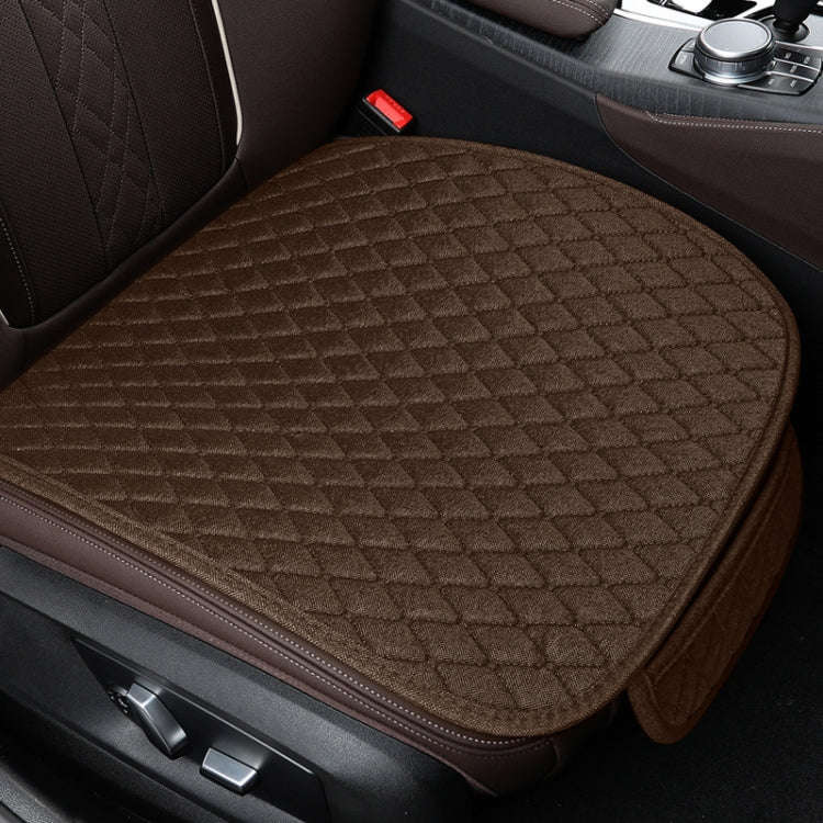 Non-Slip Rhombus Imitation Linen Car Seat Cushion, Color: Brown Front Row