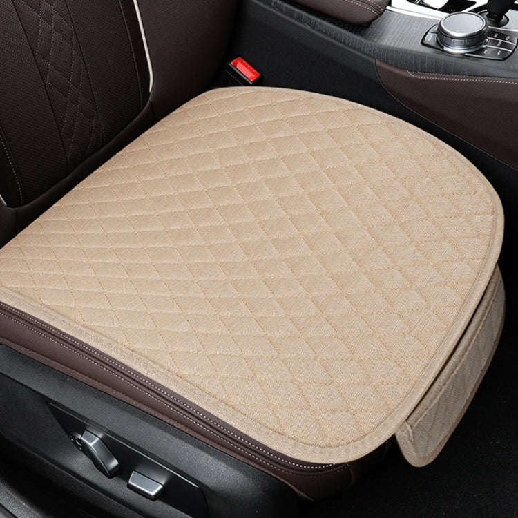 Non-Slip Rhombus Imitation Linen Car Seat Cushion, Color: Beige Front Row