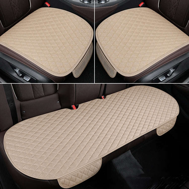 Non-Slip Rhombus Imitation Linen Car Seat Cushion, Color: Beige Front Row