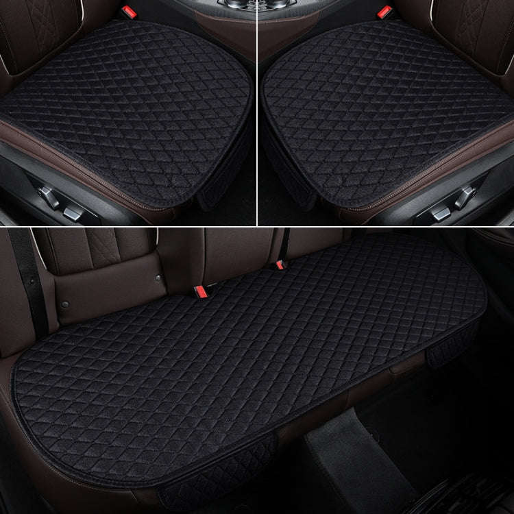 Non-Slip Rhombus Imitation Linen Car Seat Cushion, Color: Black Front Row