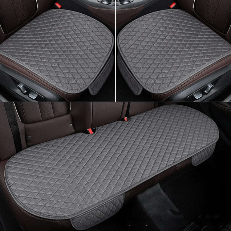Non-Slip Rhombus Imitation Linen Car Seat Cushion, Color: Gray Front Row