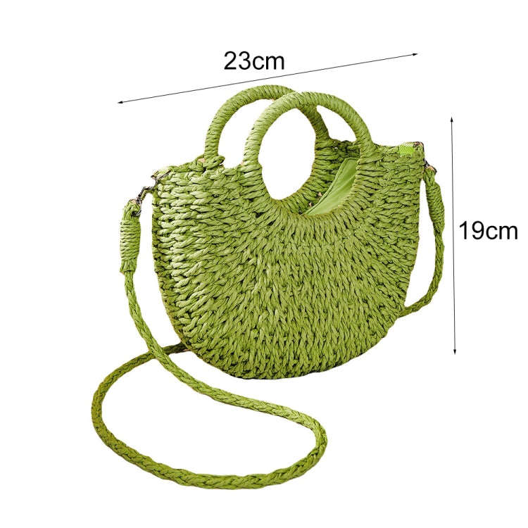 Half-moon Shape Straw Tote Bag Cross-body Woven Beach Single-shoulder Bag, Color: Camel