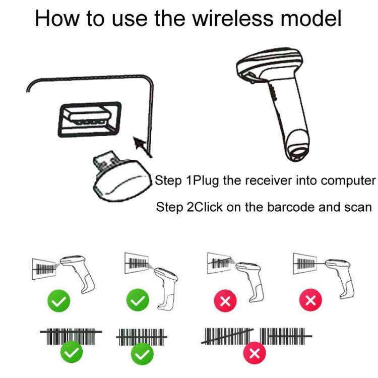 Supermarket Cashier Express Scanner Warehouse Handheld Barcode Scanning Device, Model: Wireless 2...