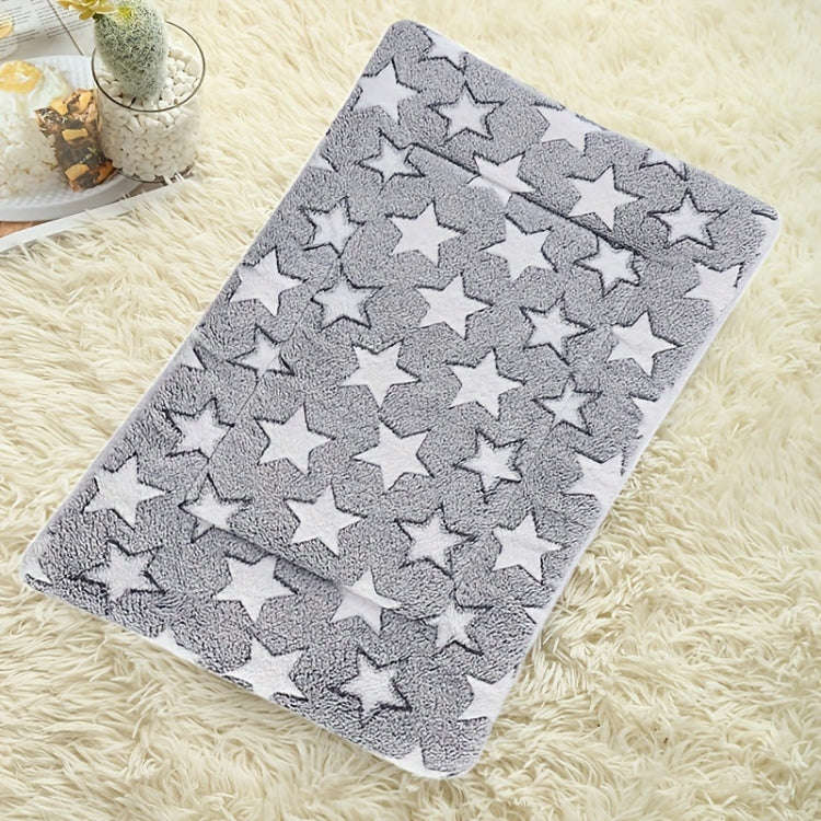 49x32cm Thickened Pet Cushion Cat Dog Blanket Pet Bed(Gray White Stars)