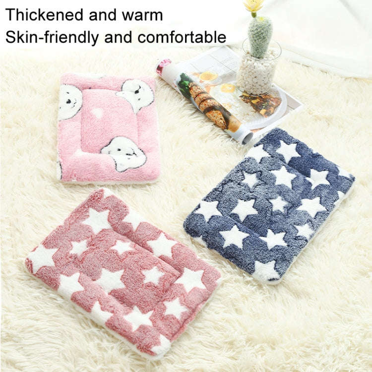 69x52cm Thickened Pet Cushion Cat Dog Blanket Pet Bed(Blue Stars)