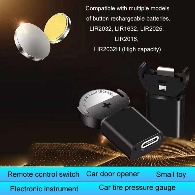 Key Toys LIR2032 Rechargeable Button Battery Charger(Black With Cable)