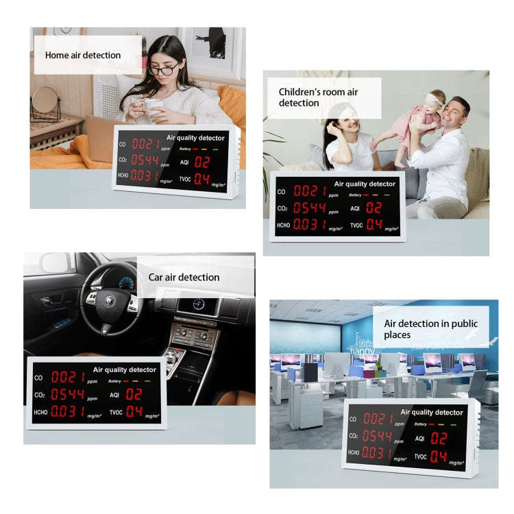 5-in-1 Indoor Home Portable Air Monitor TVOC Formaldehyde Detector(W17 White)