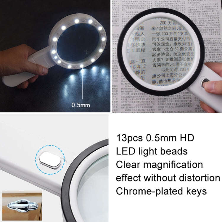 125mm 13 Lights 30X Magnifier With Violet Light Students Elderly Reading Maintenance Magnifying G...