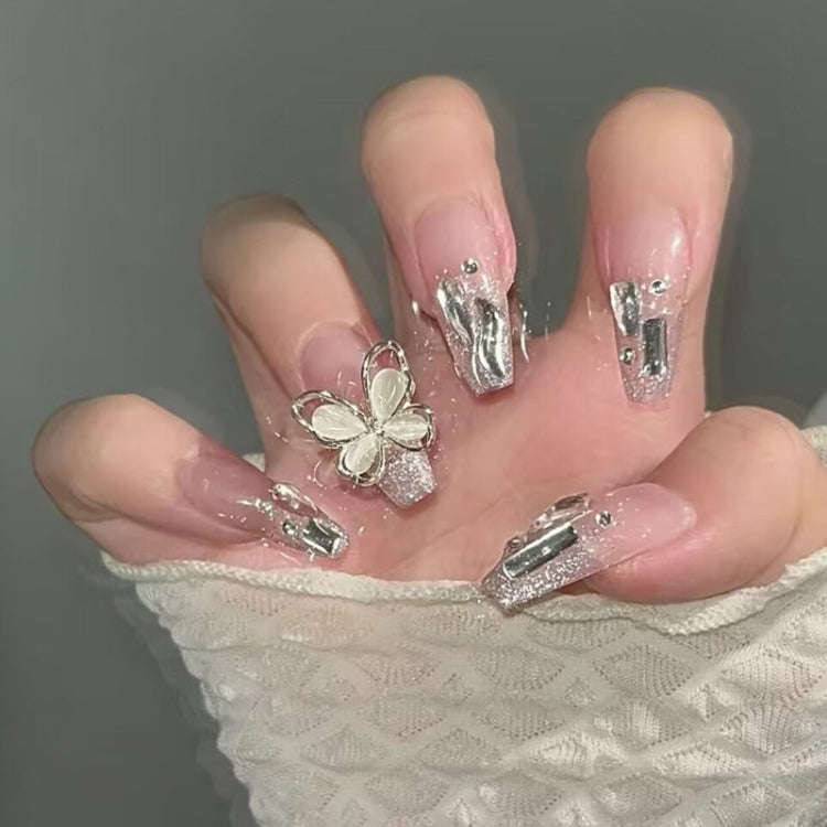 24pcs/box Handmade Nail Glitter Nail Jelly Glue Finished Patch, Color: BY85(Wear Tool Bag)