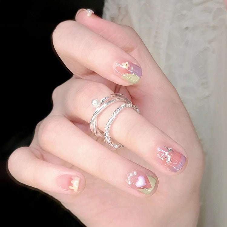 24pcs/box Handmade Nail Glitter Nail Jelly Glue Finished Patch, Color: BY1056(Wear Tool Bag)
