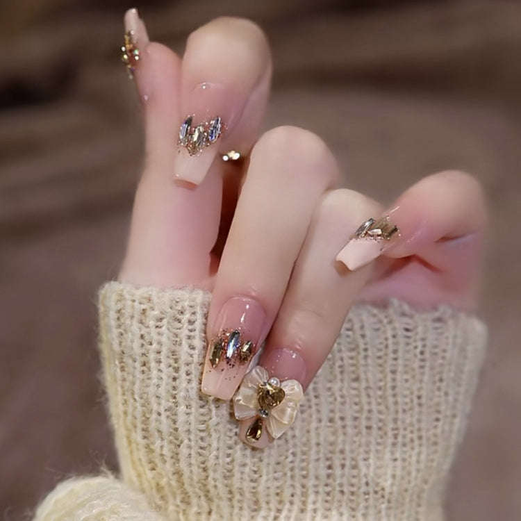 24pcs/box Handmade Nail Glitter Nail Jelly Glue Finished Patch, Color: BY1031(Wear Tool Bag)