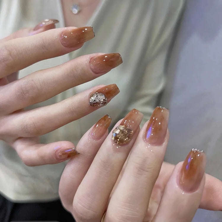 24pcs/box Handmade Nail Glitter Nail Jelly Glue Finished Patch, Color: BY95(Wear Tool Bag)