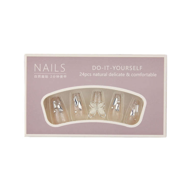 24pcs/box Handmade Nail Glitter Nail Jelly Glue Finished Patch, Color: BY16(Wear Tool Bag)