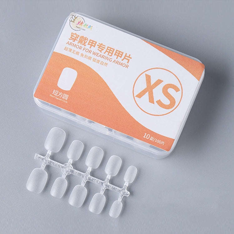10pairs Of 100pcs/Box Frosted False Nails Artificial Tip, Shape: Short Square Circle XS