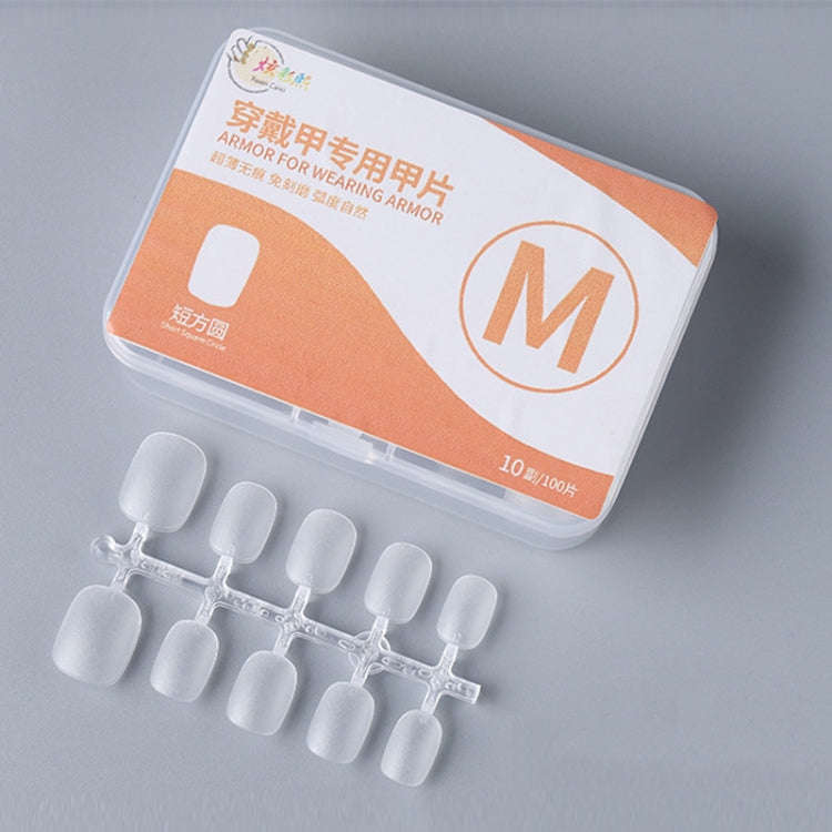10pairs Of 100pcs/Box Frosted False Nails Artificial Tip, Shape: Short Square Circle M
