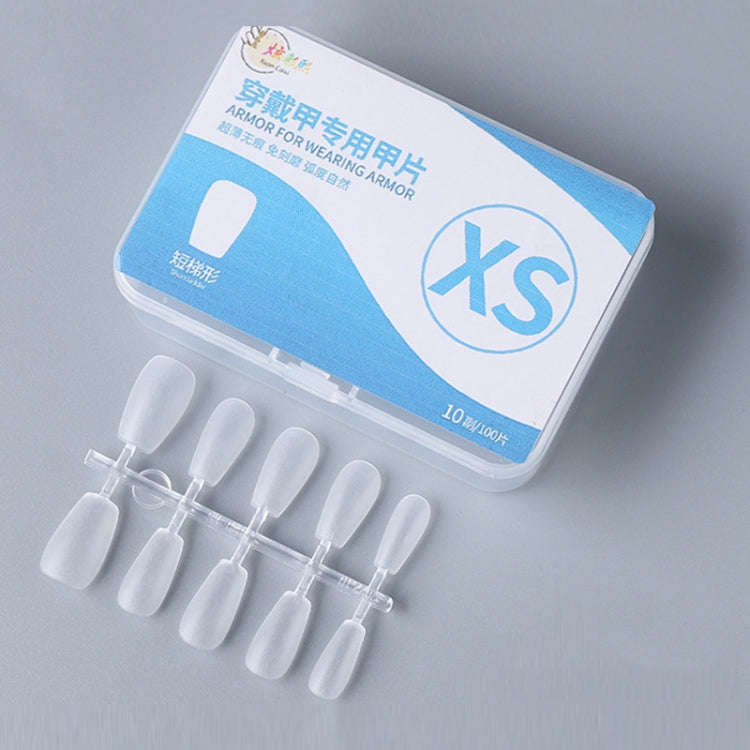 10pairs Of 100pcs/Box Frosted False Nails Artificial Tip, Shape: Short Trapezoid XS