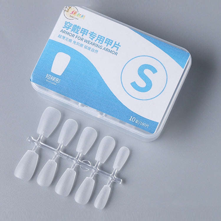 10pairs Of 100pcs/Box Frosted False Nails Artificial Tip, Shape: Short Trapezoid S