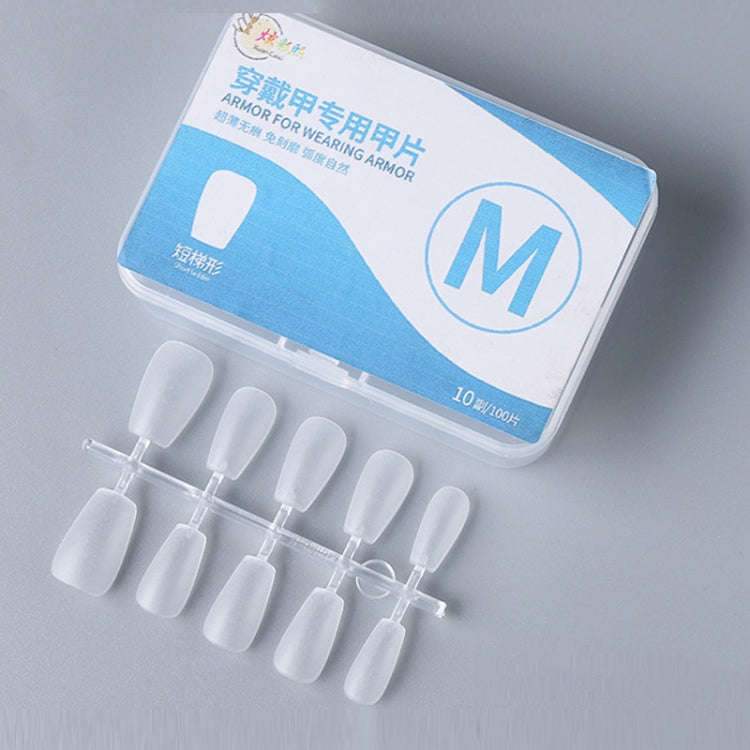 10pairs Of 100pcs/Box Frosted False Nails Artificial Tip, Shape: Short Trapezoid M