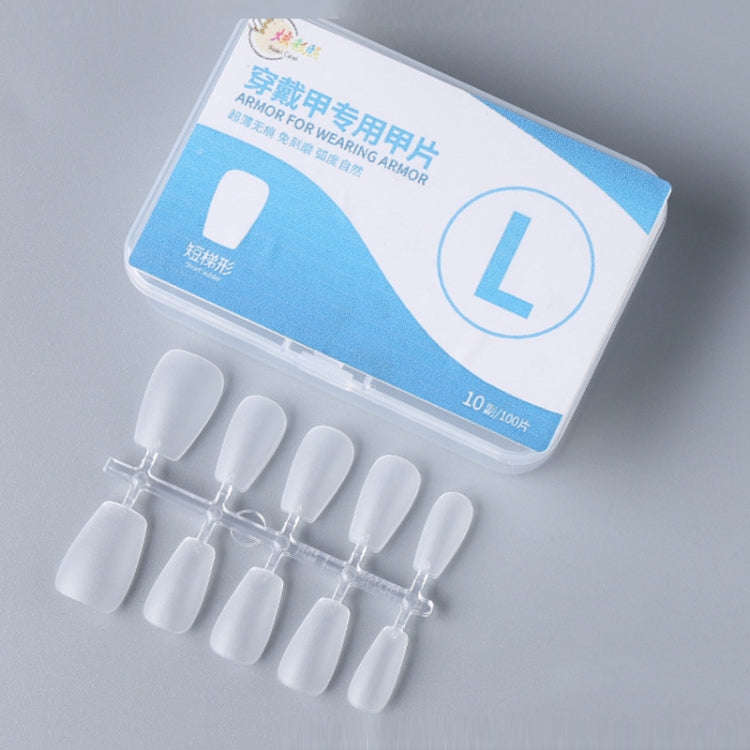 10pairs Of 100pcs/Box Frosted False Nails Artificial Tip, Shape: Short Trapezoid L