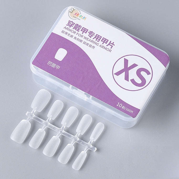 10pairs Of 100pcs/Box Frosted False Nails Artificial Tip, Shape: Ballet Nail XS