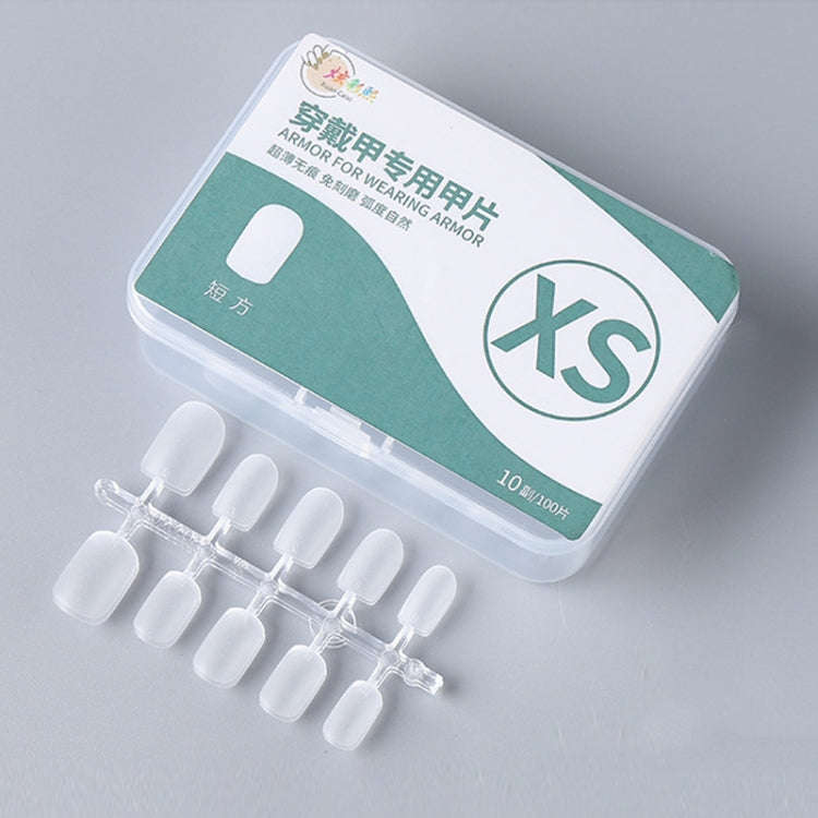 10pairs Of 100pcs/Box Frosted False Nails Artificial Tip, Shape: Short Square XS