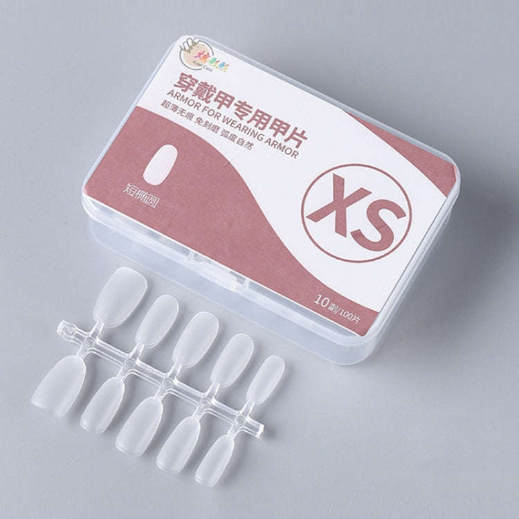 10pairs Of 100pcs/Box Frosted False Nails Artificial Tip, Shape: Short Ellipse XS