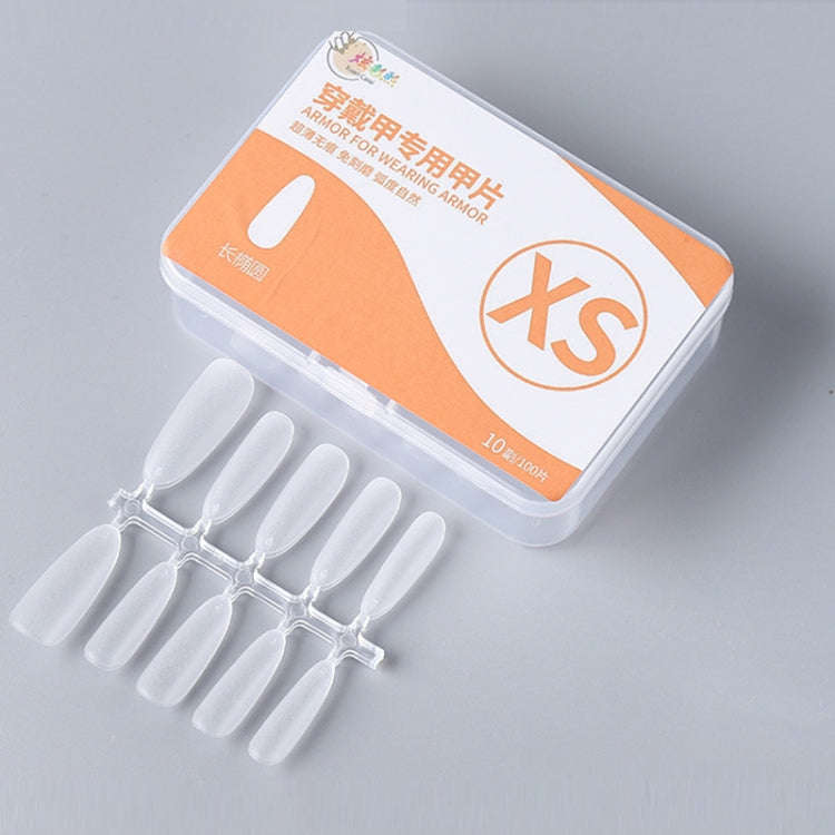 10pairs Of 100pcs/Box Frosted False Nails Artificial Tip, Shape: Long Ellipse XS