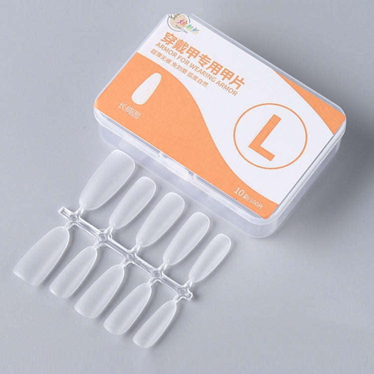 10pairs Of 100pcs/Box Frosted False Nails Artificial Tip, Shape: Long Ellipse L