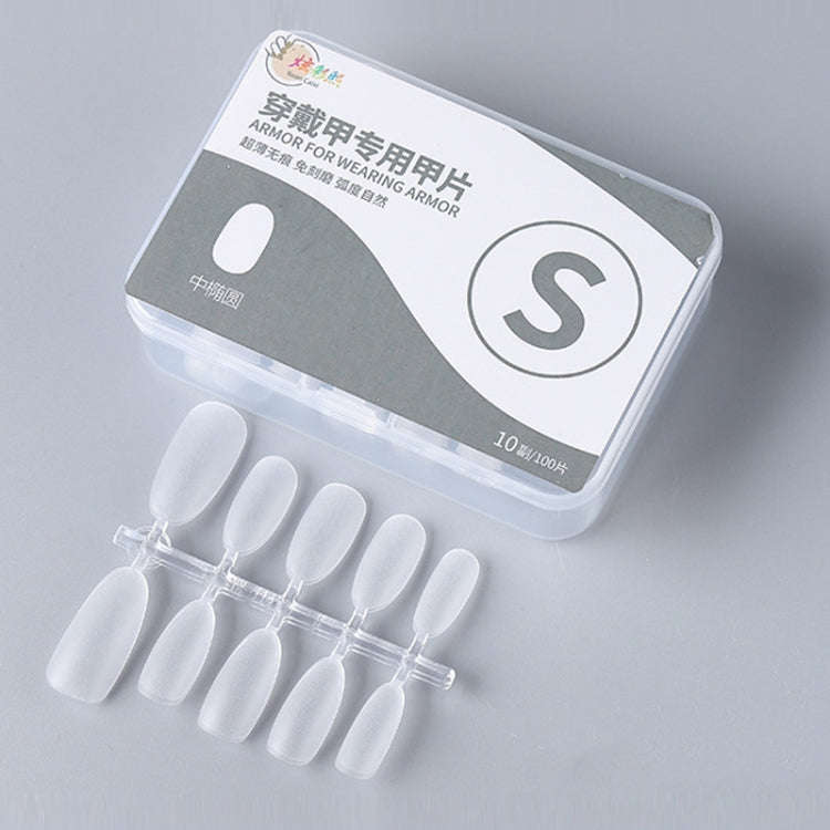 10pairs Of 100pcs/Box Frosted False Nails Artificial Tip, Shape: Medium Oval S