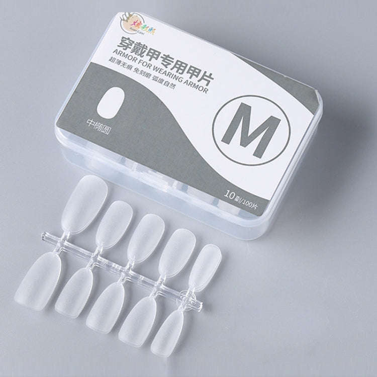 10pairs Of 100pcs/Box Frosted False Nails Artificial Tip, Shape: Medium Oval M